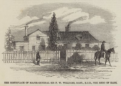 Local de nascimento do Major-General Sir F W Williams, Baronete, KCB, o Herói de Kars (gravura) de English School
