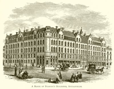 O bloco de edifícios de Peabodys, Spitalfields de English School