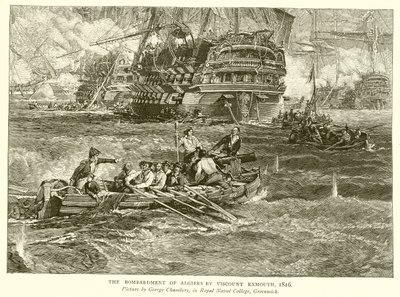 O bombardeio de Argel por Visconde Exmouth, 1816 de English School