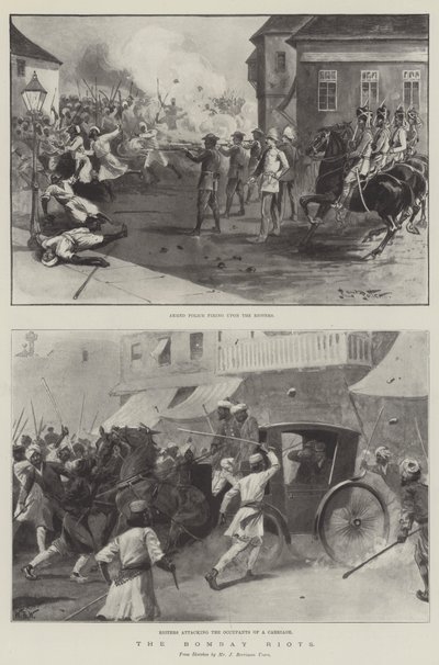 Os Riots de Bombaim (litho) de English School