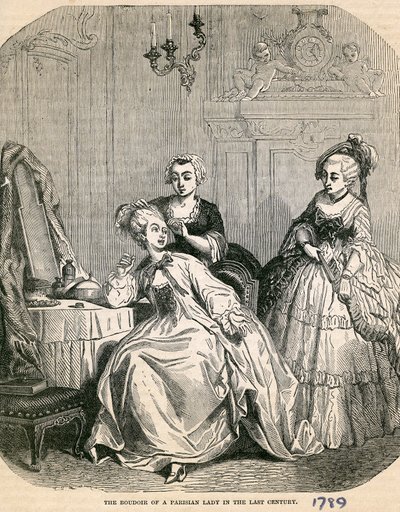 O Boudoir de uma dama parisiense no século passado, 1789 de English School