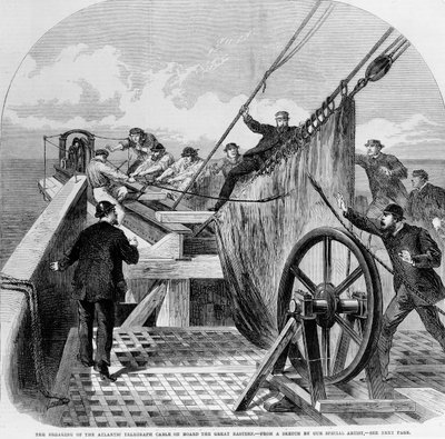 A Quebra do Cabo Telegráfico do Atlântico a Bordo do Grande Oriente,1865 (gravação) de English School