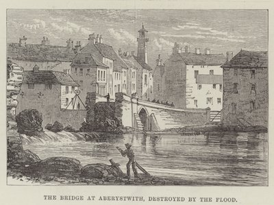 A Ponte de Aberystwith, destruída pelo Dilúvio (gravura) de English School