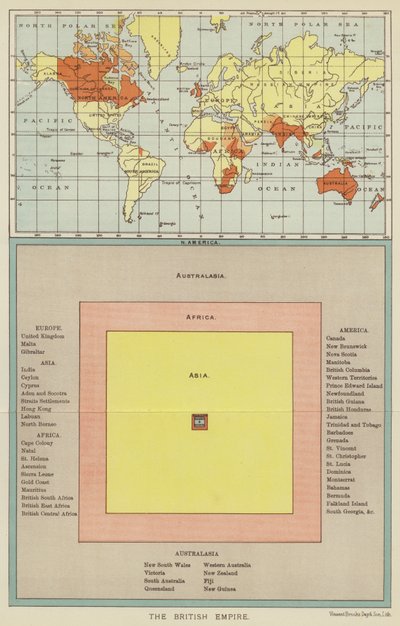 O Império Britânico (litografia a cores) de English School