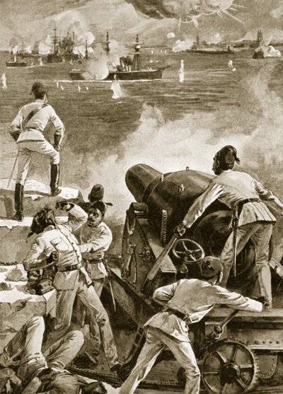 A frota britânica bombardeia os portos em Alexandria, 11 de julho de 1882 de English School