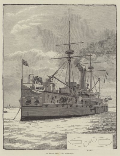 A Marinha Britânica, HMS Agamemnon (gravura) de English School