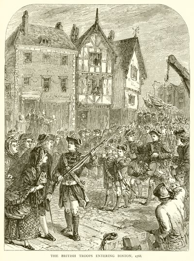 As tropas britânicas entrando em Boston, 1768 de English School