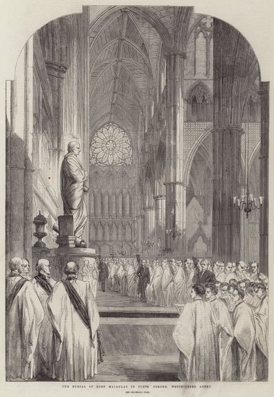 O Enterro de Lord Macaulay no Canto dos Poetas, Abadia de Westminster (gravura) de English School