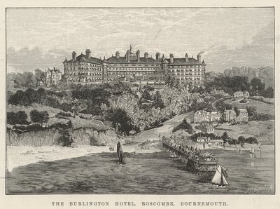 O Hotel Burlington, Boscombe, Bournemouth (gravura) de English School