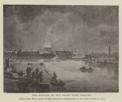 The Burning of Old Drury Lane Theatre (gravura) de English School