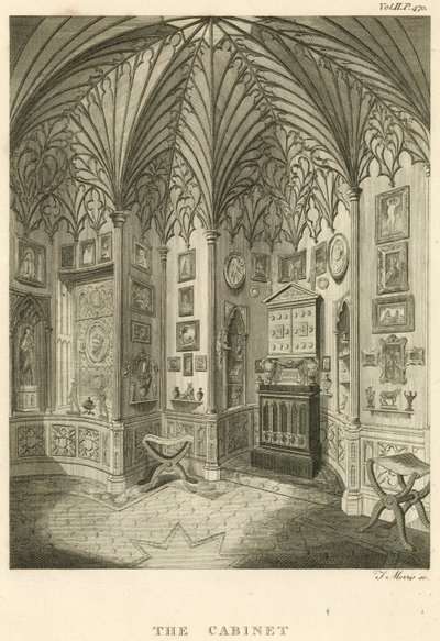 O gabinete em Strawberry Hill, Twickenham, Londres de English School