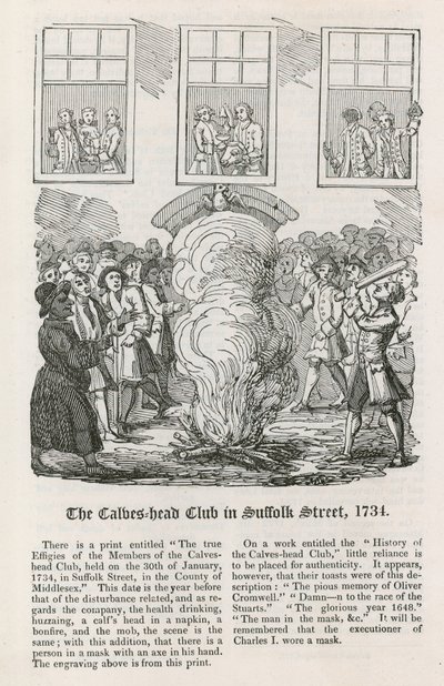 O clube principal dos bezerros na rua de Suffolk, 1734 de English School
