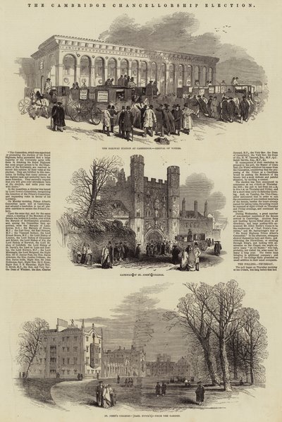 As Eleições da Chancelaria de Cambridge (gravura) de English School