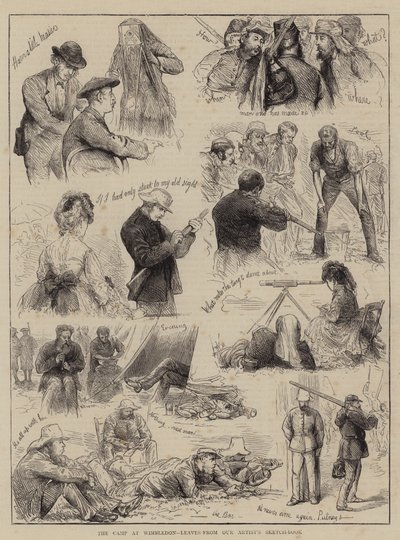 O Campo em Wimbledon, Folhas do nosso Livro de Esboços do Artista (gravura) de English School