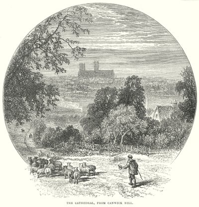 A Catedral, vista da colina de Canwick (gravura) de English School
