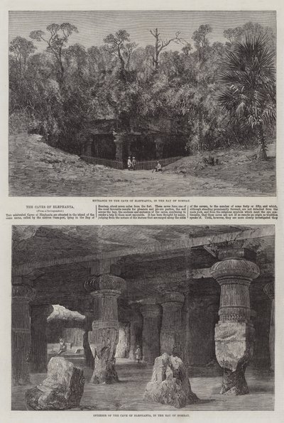 As Grutas de Elephanta (gravura) de English School