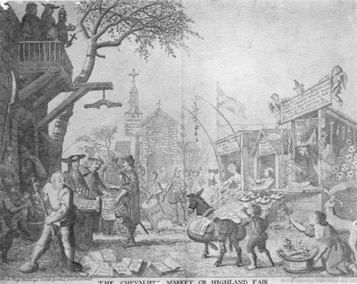 The Chevaliers Market, ou Highland Fair, publicado por George Bickham, o Jovem, 1745 de English School