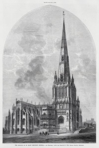 A Igreja de Santa Maria Redcliff, Bristol (gravura) de English School