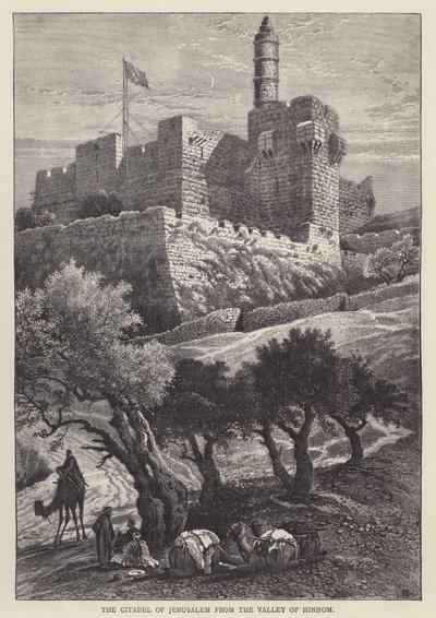 A Cidadela de Jerusalém do Vale de Hinnom (gravura) de English School