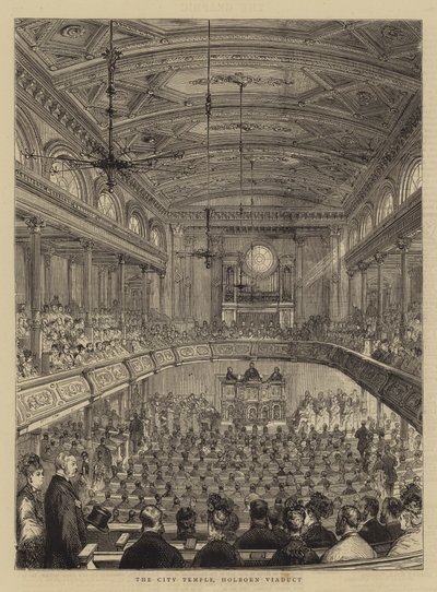 O Templo da Cidade, Viaduto Holborn (gravura) de English School