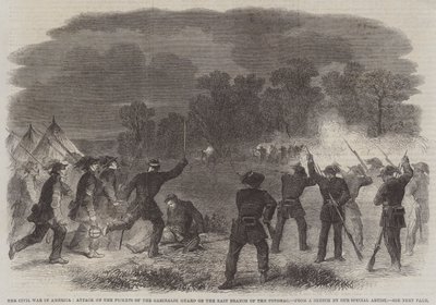 A Guerra Civil na América, Ataque às Estacas da Guarda Garibaldi na Ramo Leste da Potomac (gravura) de English School