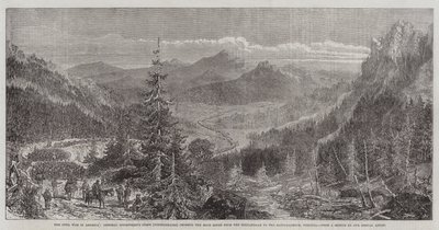 A Guerra Civil na América, Corpo do General Longstreet (Confederados) atravessando o Blue Ridge do Shenandoah até ao Rappahannock, Virgínia (gravura) de English School