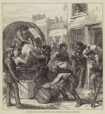 A Guerra Civil em Espanha, Insurgentes de Carthagena forrageando em Torrevieja (gravura) de English School