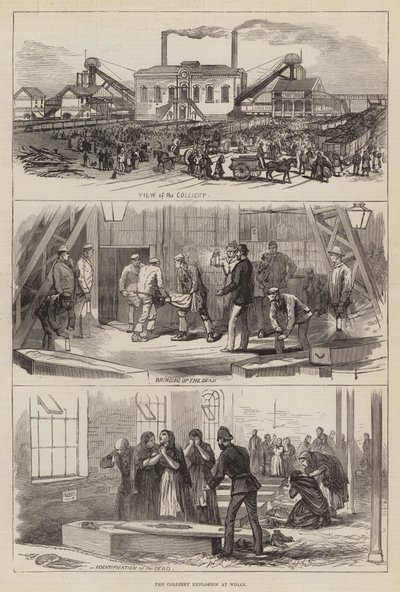 A Explosão de Colliery em Wigan (gravura) de English School