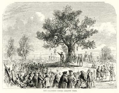 Os Colonistas sob a Árvore da Liberdade (gravura) de English School