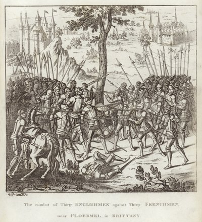 O Combate de trinta ingleses contra trinta franceses, perto de Ploermel, na Bretanha de English School