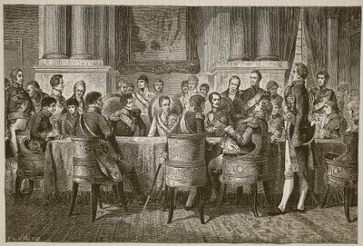 O Congresso de Viena, ilustração da história ilustrada de Cassells da Inglaterra (foto sépia) de English School