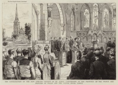 A Consagração da Nova Igreja Inglesa de St Alban, Copenhaga, na Presença do Príncipe e Princesa de Gales e da Família Real Dinamarquesa (gravura) de English School