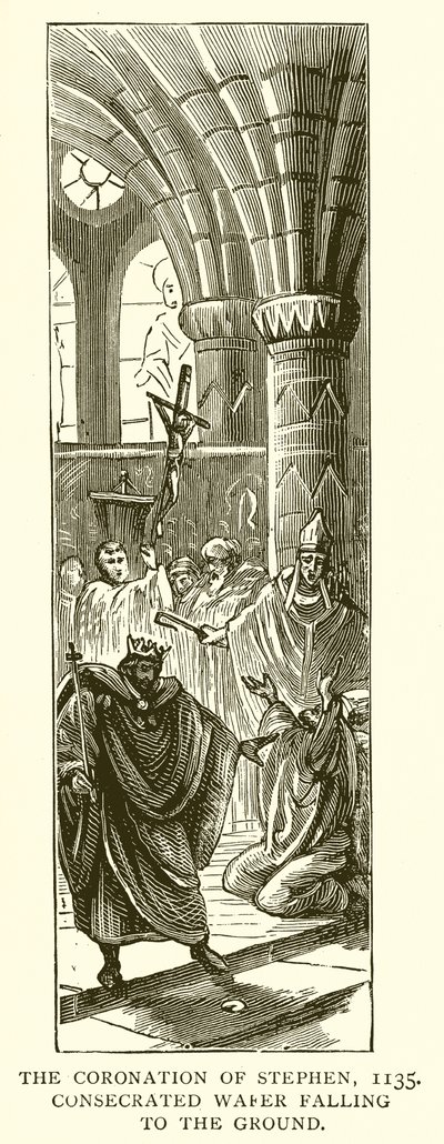 A Coroação de Estêvão, 1135. Bolacha Consagrada caindo no chão de English School