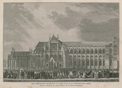 A procissão de coroação de Ana Bolena à Abadia de Westminster de English School