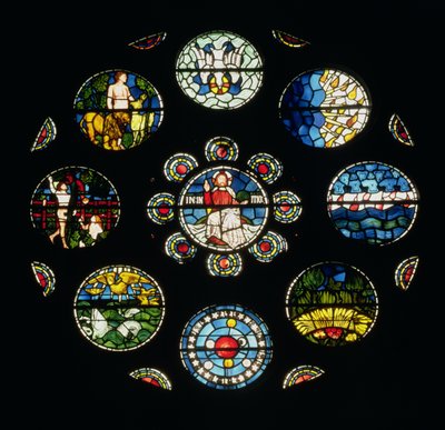 A janela da criação, projetada por Philip Webb, William Morris e Edward Burne-Jones, 1861 de English School