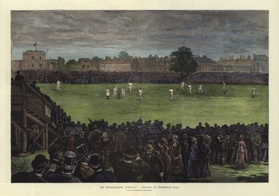 O jogo de críquete, Austrália v Inglaterra, em Kennington Oval de English School