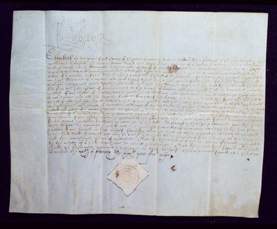 O Mandado de Morte de Thomas Howard, 4º Duque de Norfolk, assinado pela Rainha Elizabeth I, de 1572 (tinta em pergaminho) de English School