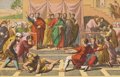 A morte de Ananias (litografia a cores) de English School