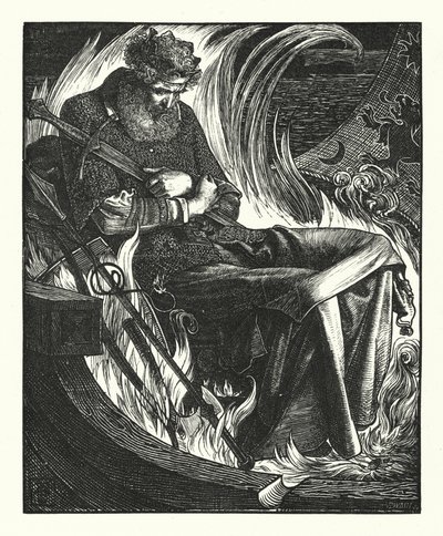 A Morte do Rei Warwolf (gravura) de English School