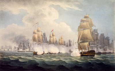 A derrota dos franceses sob Linois por Commodore Dances Squadron, 15 de fevereiro de 1804, de The Naval Chronology of Great Britain, por J. Ralfe de English School