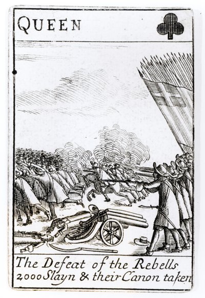 A derrota dos rebeldes na batalha de Sedgemoor, 6 de julho de 1685 (xilogravura) (foto bw) de English School