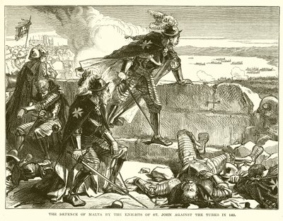 A defesa de Malta pelos Cavaleiros de São João contra os turcos em 1565 de English School