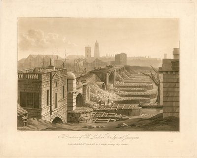 A demolição da antiga ponte de Londres, 26 de janeiro de 1832 de English School