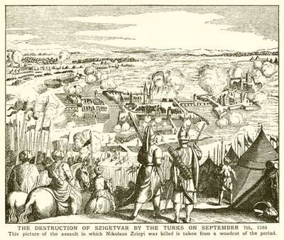 A destruição de Szigetvar pelos turcos em 7 de setembro de 1566 de English School