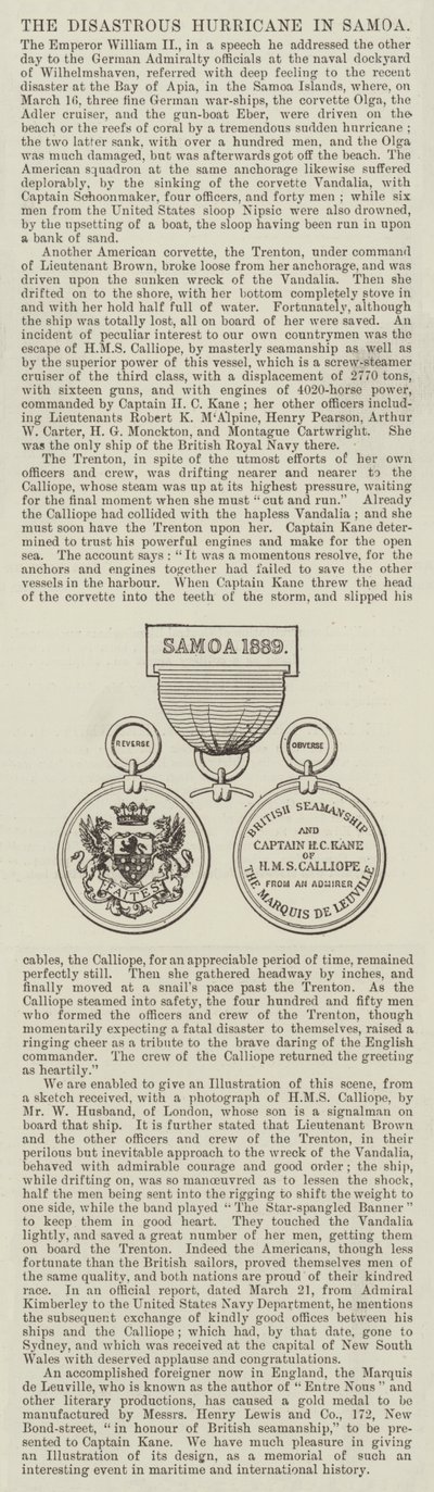 O Furacão Desastruidor em Samoa (gravura) de English School