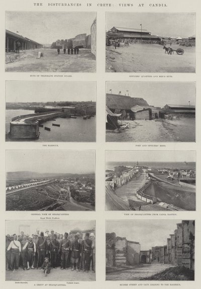 As perturbações em Creta, Vistas em Candia (gravura) de English School