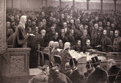 A Divisão na Câmara dos Comuns sobre a questão do Home Rule irlandês, &39;The Ayes; 311, os Noes; 341 &39;, de&39; The Illustrated London News &39;, 6 de dezembro de 1886 de English School