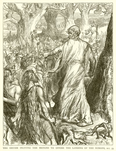 Os druidas incitando os bretões a se oporem ao desembarque dos romanos, BC 55 de English School
