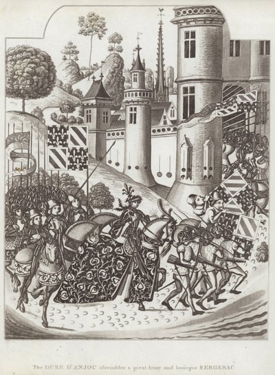 O duque DAnjou monta um Grande Exército e Besieges Bergerac de English School