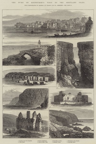 A visita do Duque de Edimburgo às Ilhas Shetland (gravura) de English School